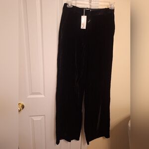 Women’s Black Velvet Wide-Leg Trousers